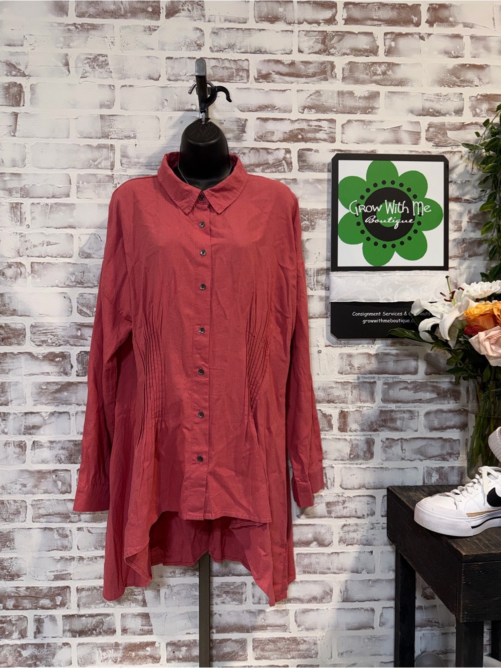 Peace Love World Rosewood Button-Up Shirt
